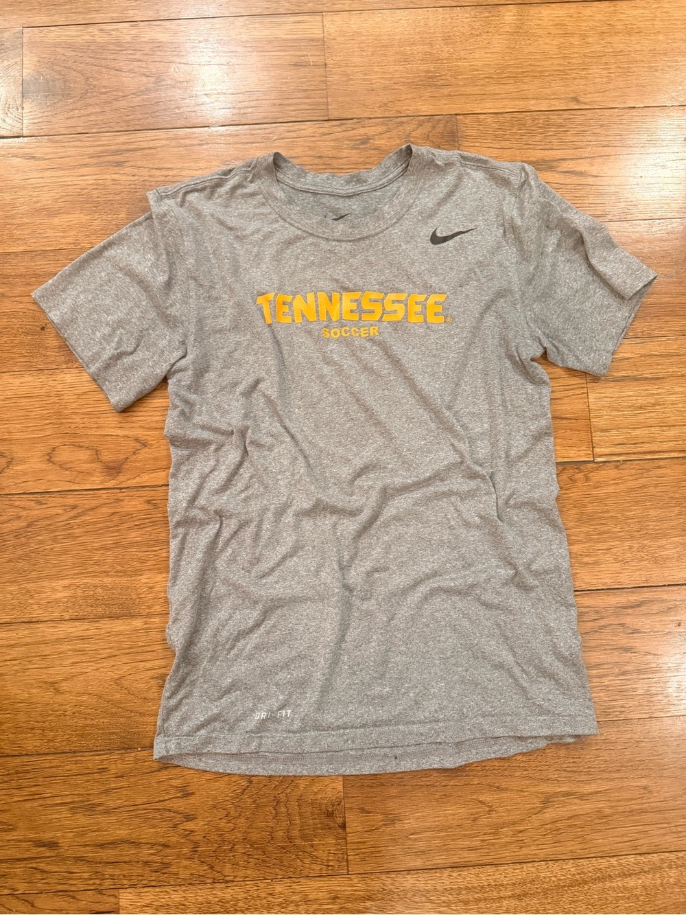 Nike Gray Tee with Yellow Tennessee Soccer Logo